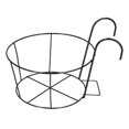 thumbnail image 4 of Soporte para macetas con barandilla simple para decoración de jardín y patio Soporte elegante para flores de balcón de hierro negro, 4 of 8