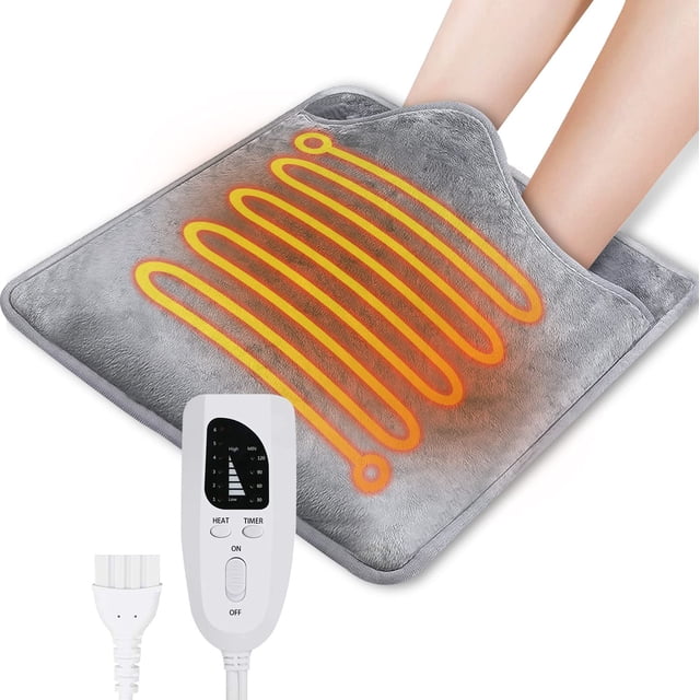 lectric Foot Warmer - Cuddly Foot Warmer - Automatic Shut-Off - Washable Electric Foot Warmer Quick Heating Cushion for Foot, Back and Full Body for Men and Women (Grey)