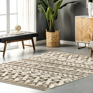 nuLOOM Rebecca High Low Textured Shaggy Area Rug, 4' x 6', Beige