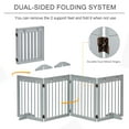 thumbnail image 4 of PawHut Freestanding Pet Gate 4 Panel with Support Feet, Light Grey, 4 of 10