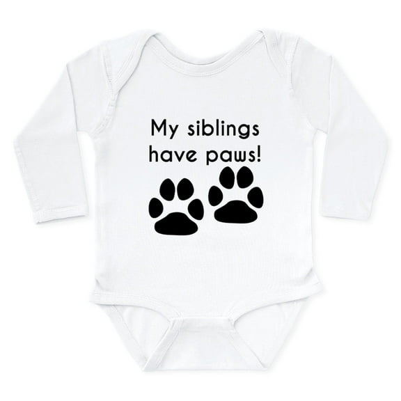 CafePress - My Siblings Have Paws Body Suit - Long Sleeve Cotton Baby Bodysuit