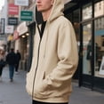 thumbnail image 7 of Jinhomg Men's Heavyweight Full Zip up Hoodie Regular Big & Tall Long Sleeve Sweatshirts Casual Fleece Pullover with Pockets Khaki,M, 7 of 7