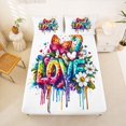 thumbnail image 4 of Manfei Dripping Butterfly Rainbow King Sheets, Graffiti Painting Bedding, White Purple, 4-Piece, 1 Flat Sheet, 1 Fitted Sheet and 2 Pillowcases, 4 of 6