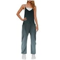 thumbnail image 2 of Sakmal Sleeveless Jumpsuit Women Plus Size Black Workout Overalls Long Gradient V Neck Straight Leg Pants with Pockets, 2 of 7