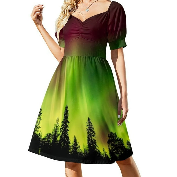 Vestido de manga corta Aurora Borealis Northern Lights vestidos con mangas largas ropa de verano