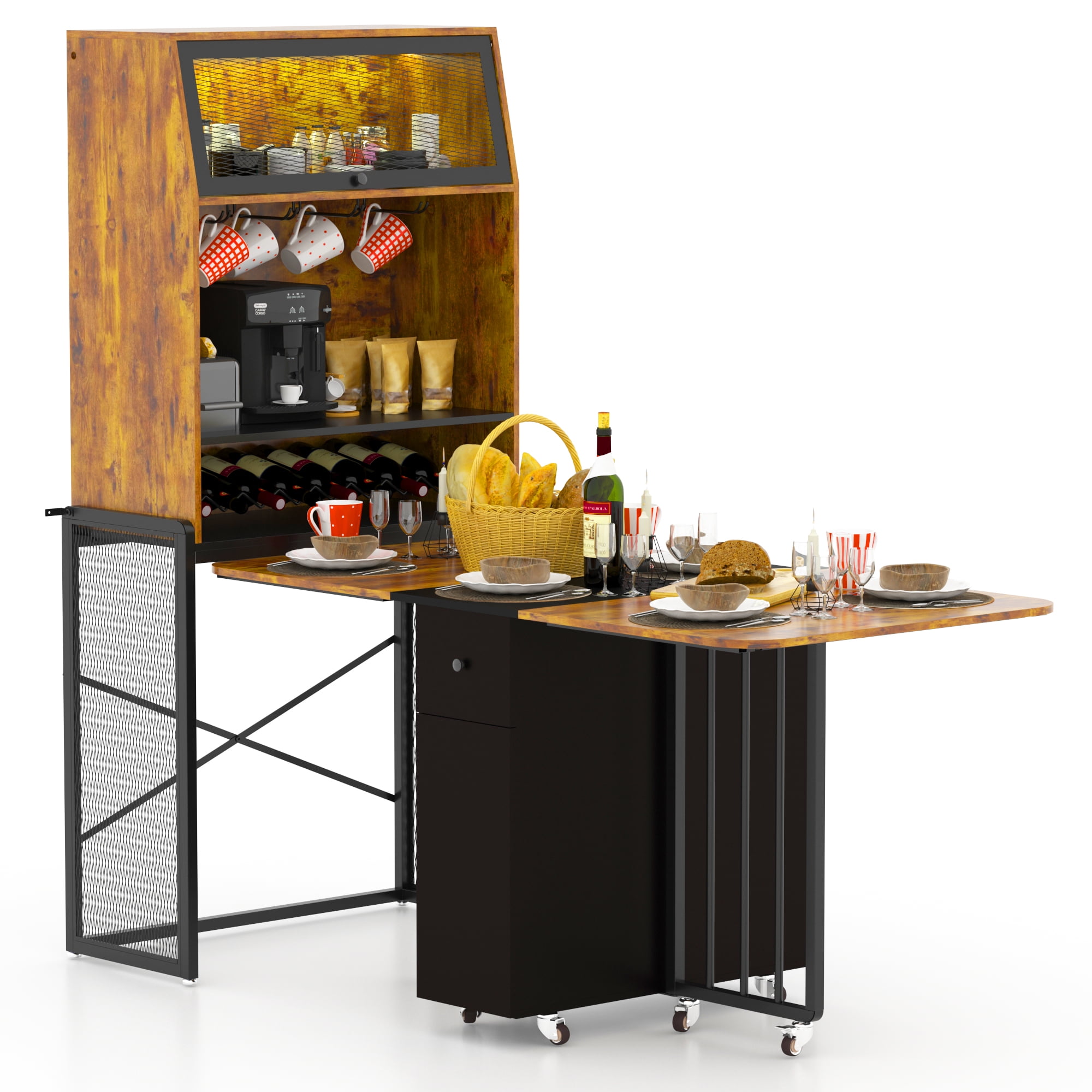 Dining table sets, wine coolers, and foldable dining table sets with