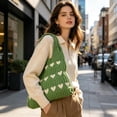 thumbnail image 5 of BZPIZ Knitted Heart-Patterned Tote Bag for Women, Large Beach Bag Shoulder Bag for Work School Beach Travel and Shopping Grocery, Gift for Women Men, 5 of 6