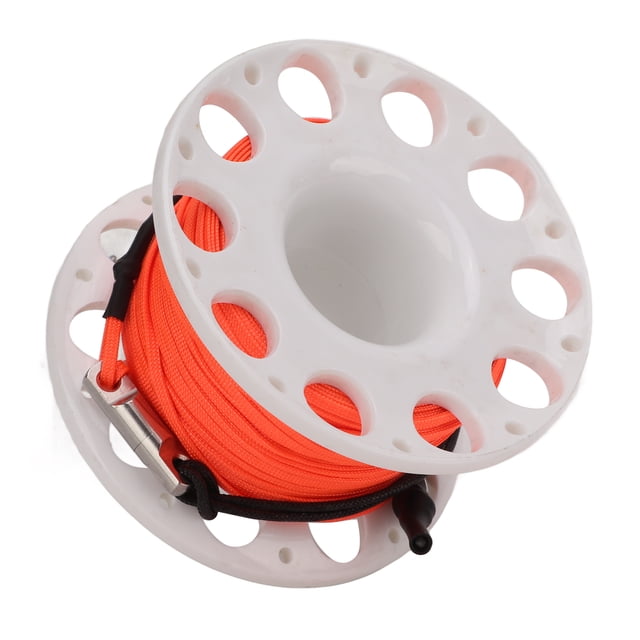 Finger Reel, Polyester Fiber Rope High Strength Diving Spool Long Durability for Underwater Cave Wreck Exploration White Reel,Red Reel
