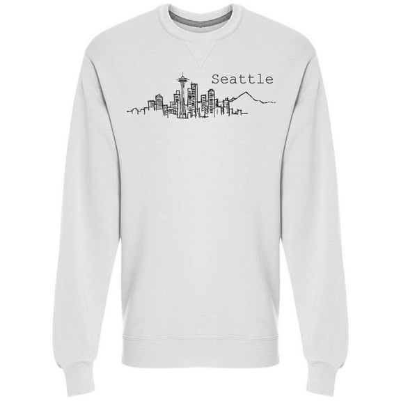 Seattle Skyline, Hand Drawn   Sweatshirt Men -Image by Shutterstock, Male x-Large