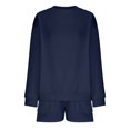 thumbnail image 6 of JIAYUE Women 2 Piece Outfits Sets Casual Long Sleeve Shorts Pocket Drawstring Solid Color Round Neck Top Loose Fit Female Trendy Clothing Set, 6 of 8