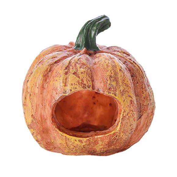 Decoración de pecera con forma de calabaza, cueva para peces, simulación de refugio de calabaza, paisajismo portátil multifuncional y realista para