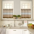 thumbnail image 4 of Kitchen Curtains Valance and Tiers 3 Piece Set, Brown Ombre Retro Farm Gradient Wood Grain Short Window Treatments Rod Pocket Tier and Valance for Cafe Laundry Room Bathroom Decor 36-Inch Tier Set, 4 of 6