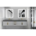 thumbnail image 6 of Amazon 84" White Wood Floating Vanity with Gray Top and Gold Trim, 6 of 10