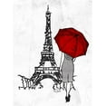 thumbnail image 2 of OnRei 12x14 Black Ornate Wood Framed with Double Matting Museum Art Print Titled - Inked Walk Away Mate Red Umbrella., 2 of 4