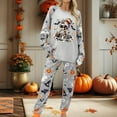 thumbnail image 2 of HOWPAY Halloween Pajamas Women Set Loose Fit Ghost Pumpkin Graphic Long Sleeve Crew Neck Top and Pants Sleepwear Lightweight Comfy Soft 2 Piece Pjs Set Grey XXL, 2 of 4