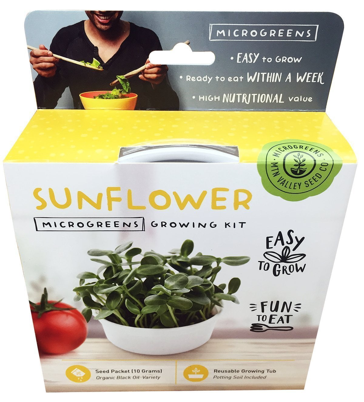 Mini Microgreens Growing Kit - Sunflower - Grow Your Own Organic Gourmet Micro Greens Indoors: Salad, Sandwich & Garnish - Easy & Fun - Great Gift or Stocking Stuffer