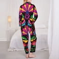 thumbnail image 5 of Kll Colorful Floral Embroidery Mexican Print Women'S Long Sleeve Pajamas With Pants Sleepwear Loungewear 2 Set-Large, 5 of 9