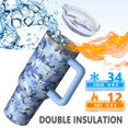 thumbnail image 5 of 40oz Tumbler with Handle and Straw, Vacuum Insulated Stainless Steel Travel Mug, Fits Car Cup Holder, Camo Print, 5 of 6