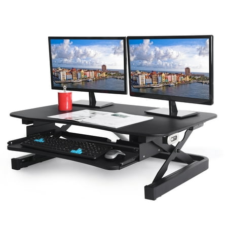 ApexDesk ZT Series Height Adjustable Sit to Stand Electric Desk Converter, 2-Tier Design with Large 36x24
