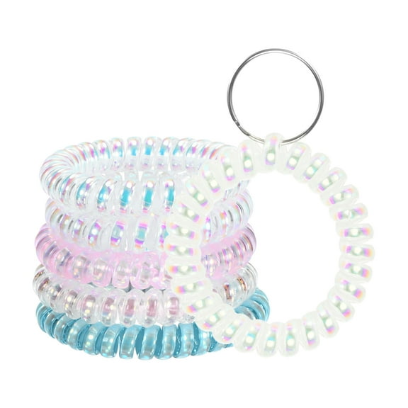 Uxcell 6-Pack Wrist Coil Keychain Wristlet, 2 Inch Plastic Spiral Spring Wristbands with Steel Key Rings [Multicolor]