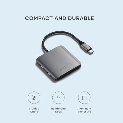 Satechi 4-Port USB-C Hub with 100W Power Delivery Pass-Through & 10Gbps USB 3.2 Gen 2 Data Transfer for MacBook Pro/Air, iPad Pro, Surface, Chromebook & More (Space Gray)