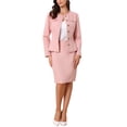 thumbnail image 2 of Conjunto de traje INSPIRE CHIC para mujeres, 2 piezas, chaqueta sin cuello de tweed con peplum y falda, talla XL, rosa, 2 of 5