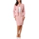 thumbnail image 2 of Conjunto de traje INSPIRE CHIC para mujeres, atuendos de 2 piezas, chaqueta sin cuello de tweed con peplum y conjuntos de falda M en rosa, 2 of 5
