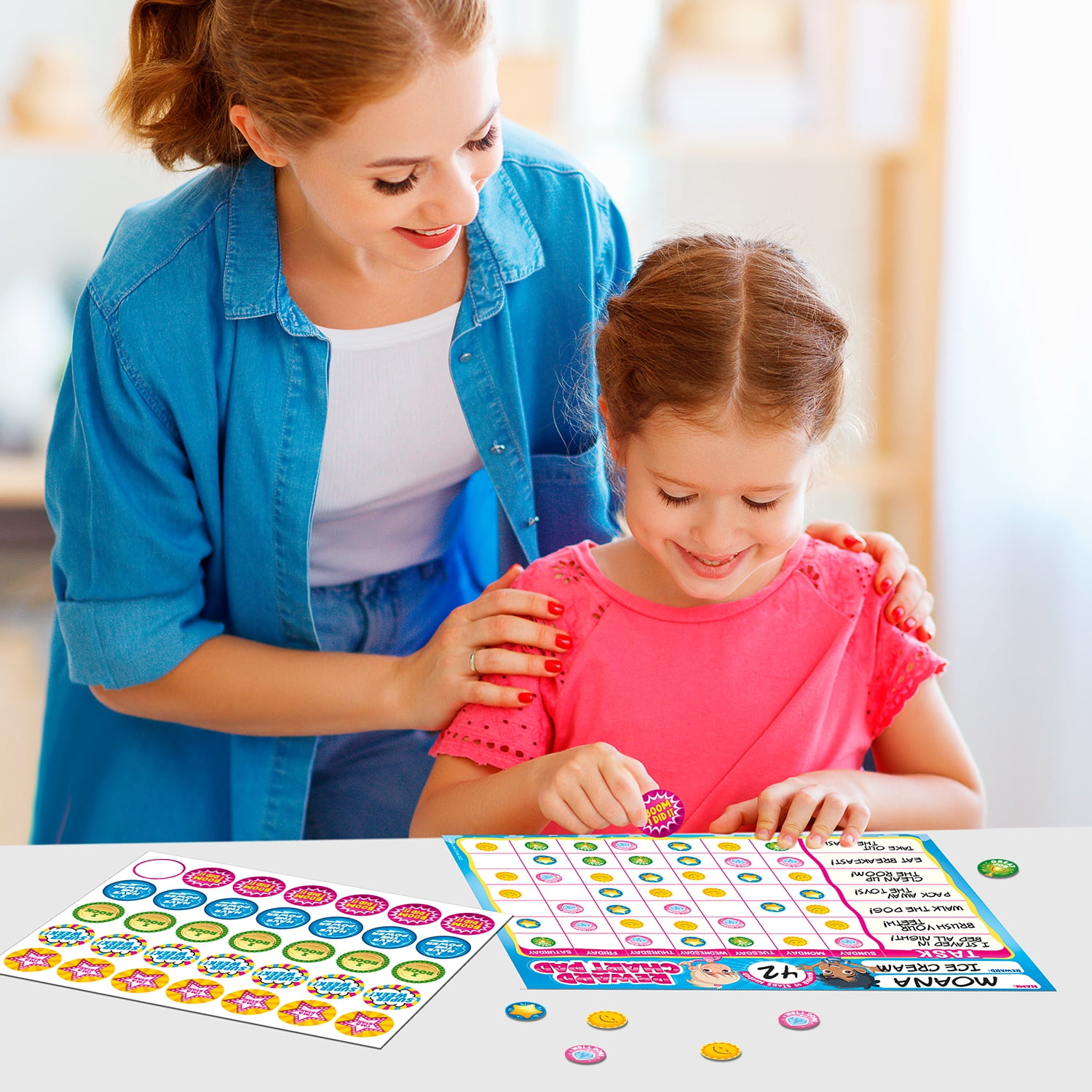 Learn & Climb Behavior Reward Chart System Pad with 15 Chore Charts & 850 Stickers to Motivate Kids’ Responsibility & Good Habits