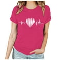 thumbnail image 2 of Neewe Women Cute Heart Graphic Crewneck Short Sleeve Regular Fit Casual Tee T-Shirts Tshirt Tops, 2 of 7