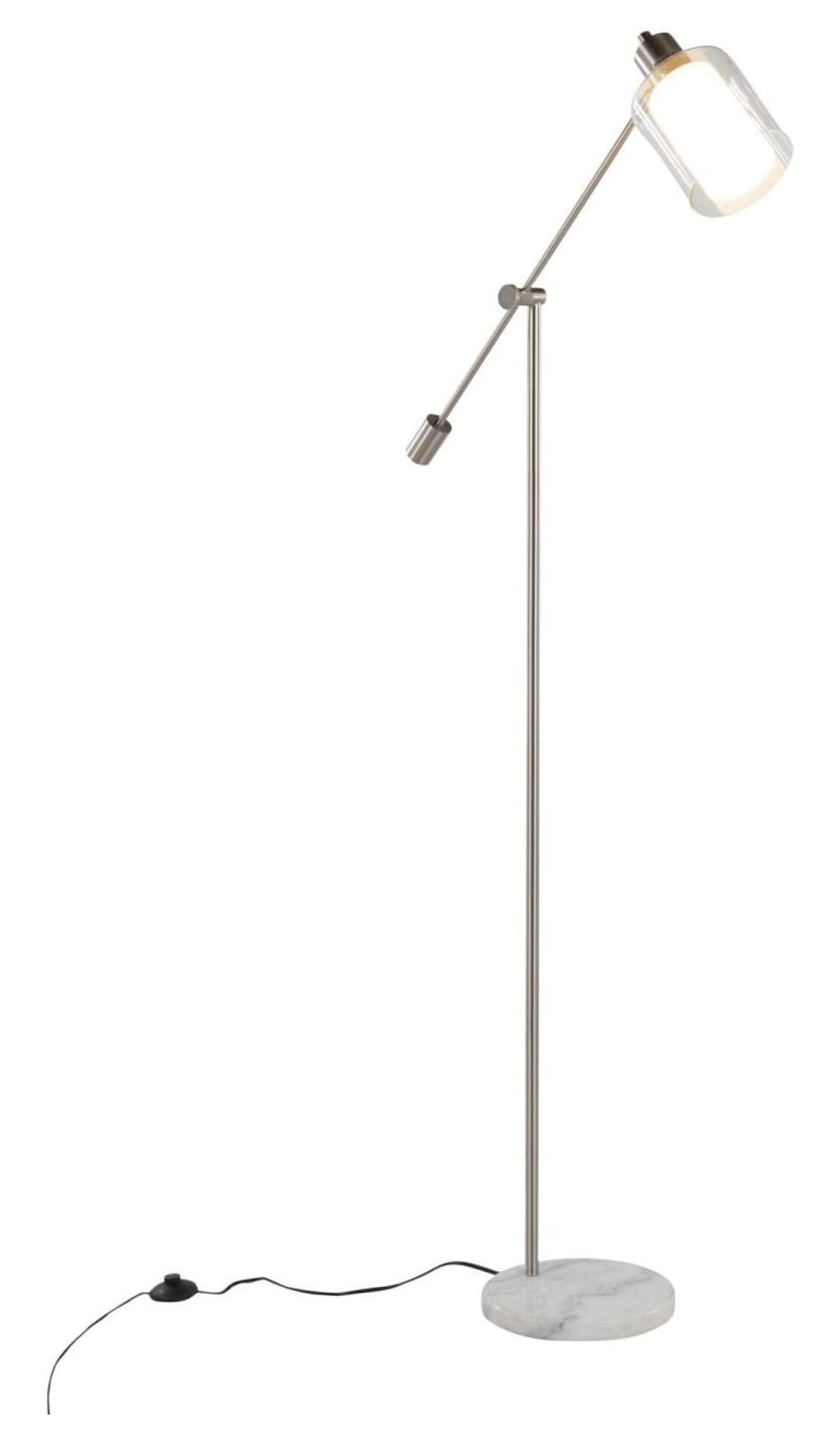 Marcel Floor Lamp, Floor Lamps for Living Room, Floor Lamp for Bedroom, Standing Lamp, Tall Lamp, Living Room Lamp, Bedroom Lamp, Corner Lamp White Marble, Nickel Metal, Frosted Glass, Clear Glass
