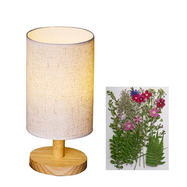 Lámpara de mesa Dormitorio de la casa Tablas de luz Lámparas nocturnas Plantas Material Material Luces de escritorio con tela de lino Shade Solid Wood Base Tipo 1 Vogacara HA011266-01B