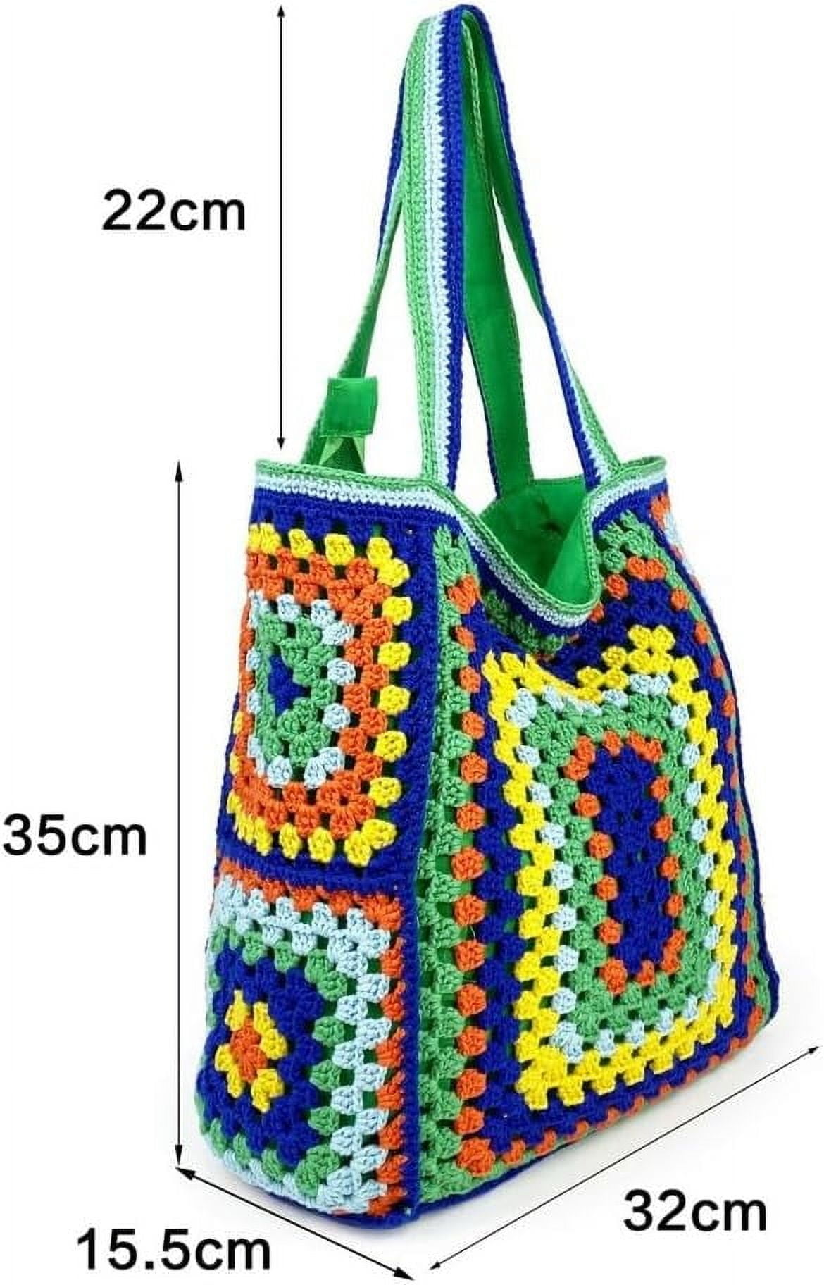 Knitted Shouder Bags for Women Crochet Handbag Colorful Summer Totes Oversized Hobo Bag Woven Top Handle Purse