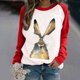 thumbnail image 2 of Moda mujer primavera otoño Color a juego impreso manga larga cuello redondo Casual camisetas Pompotops  gfhjh18564, 2 of 5