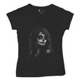 thumbnail image 5 of Web Sugar Skull Women's V-Neck T-shirt Black White Monochrome Gothic Beauty Elegant Day of the Dead Dia de Los Muertos Tee, 5 of 7