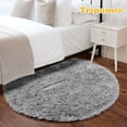 thumbnail image 6 of Tripumer Fluffy Round Rug 4 feet Circle Shag Area Rug Circular Rugs Fuzzy Rug Shaggy Bedroom Carpet for Room Bedroom Living Room Gray, 6 of 7