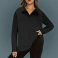 thumbnail image 2 of Quinlirra Womens Sweatshirt Design Women's Casual Fashion V-neck Long Sleeved Pullover Solid Color Top, 2 of 5