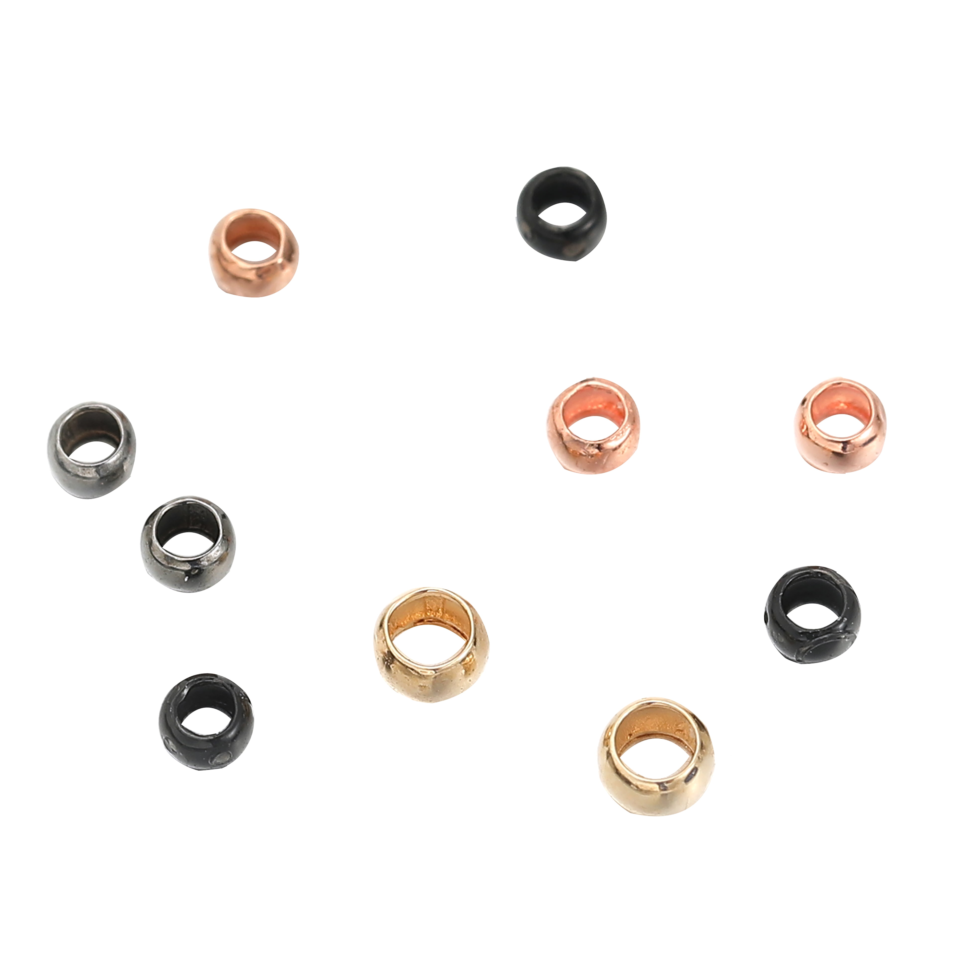Bead Landing 2mm Assorted Colors Metal Crimp Beads - Brass Jewelry Findings in Rose Gold, Copper, Gunmetal & Black for Necklaces, Bracelets & DIY Crafts, 12 Pack