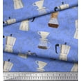 thumbnail image 2 of Soimoi Blue Cotton Voile Fabric Coffee Maker & Mixer Jar Kitchen Printed Fabric 1 Yard 42 Inch Wide, 2 of 3