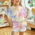 thumbnail image 4 of Uourmeti Gradient Tie-Dye Girls Short Set Loungewear Suit Lightweight Short Sleeve Tank Top T Shirt and Biker Shorts with Pockets Outfits Casual Sport Outdoors Wear, 4 of 5