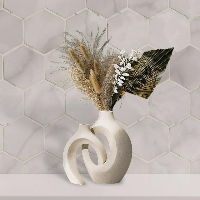 Florero de cerámica hueco perfecl decoración nórdica moderna bohemia Negro