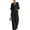Black #001, variant on Women's Summer V-Neck Wide-Leg Jumpsuits, Batwing Sleeve Ruched Waist Maxi Jumpsuits, M
