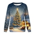 thumbnail image 4 of Sakmal Womens Christmas Sweatshirts Crew Neck Yellow Oversized Tops Holiday Christmas Trees Sweatshirt for Women, 4 of 5