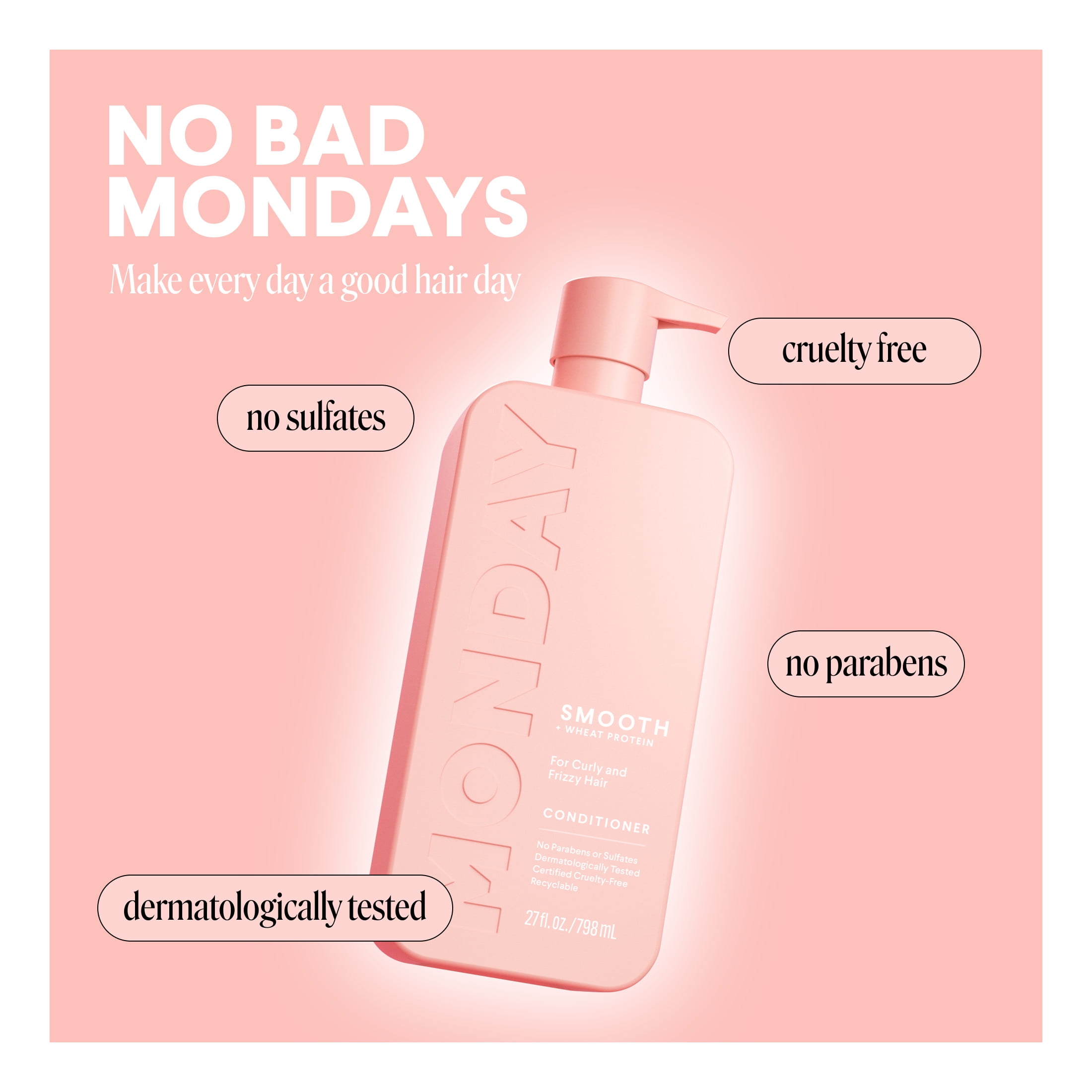 MONDAY Haircare SMOOTH Conditioner with Wheat Protein, Coconut Oil & Avocado Oil for Frizz-Prone Hair 798 ml