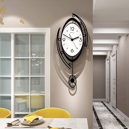 Fichiouy White+Black Modern Round Wall Clock Silent Non-Ticking Quartz Battery Operated Decorative