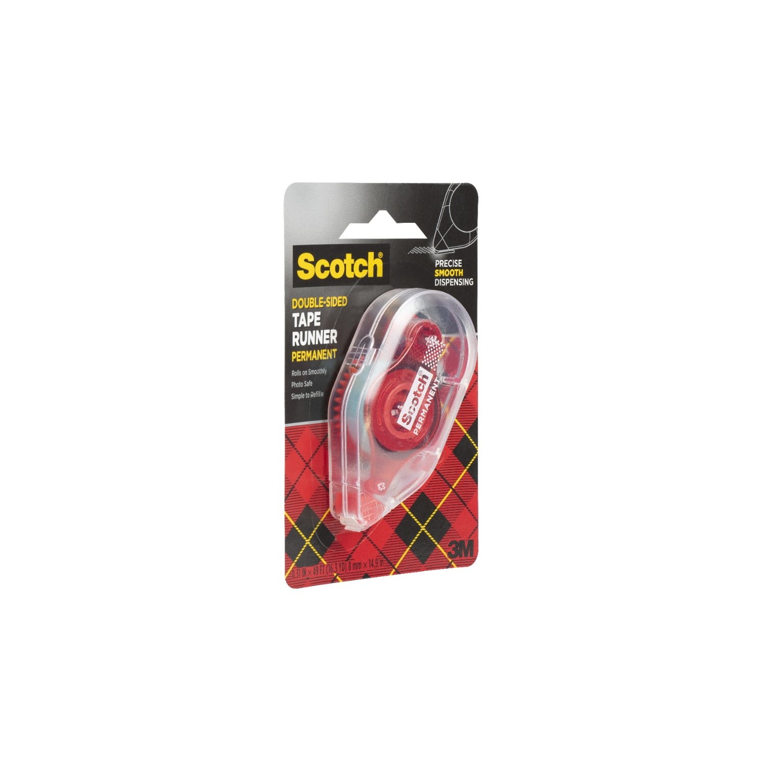 (4 pack) Scotch Adhesive Dot Roller, Clear, 1/3 in. x 49 ft, 1 Roller