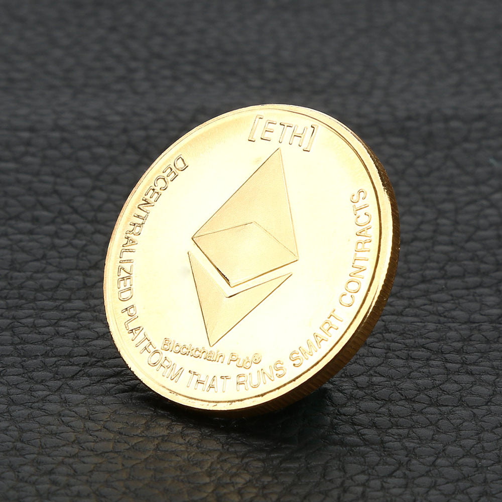 Hot！ Gold & Silver Plated Commemorative Collectible Iron ETH Ethereum Miner Coin 