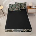 thumbnail image 3 of catabedysis Vintage Camouflage Camper Zipper Twin Comforter Sets with Fitted Sheet and 2 Pillowcases,Wild Animal Deer Bear Zipper Bedding Set For Boys,Green Grey,Black Reversible,4 Pieces, 3 of 7