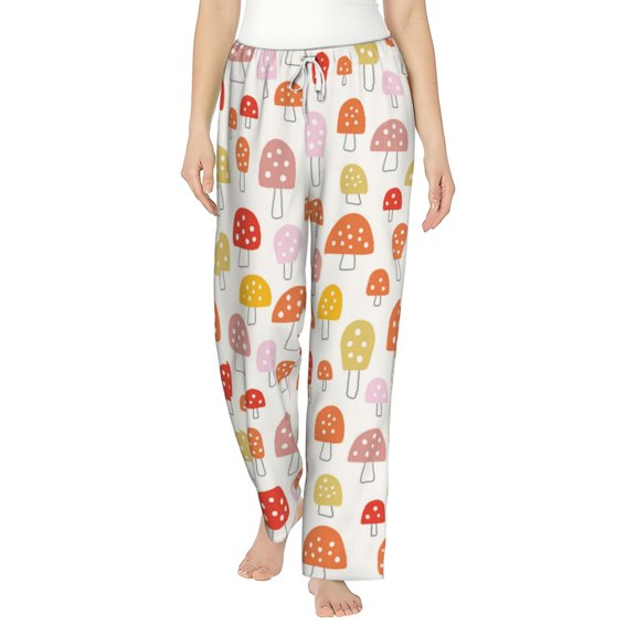 Haiem Cute Cartoon Mushrooms Women's Pajama Pants Ultra Lightweight Pjs Bottoms Sleepwear Bottom Pants With Pocket Drawstring-Large