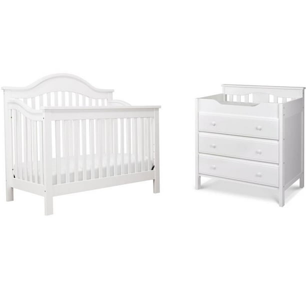 3 in 1 Convertible Crib Set with Matching Changing Table Dresser in