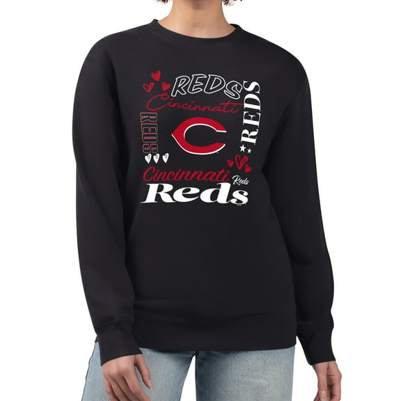 Women's G-III 4Her by Carl Banks Black Cincinnati Reds Collage Team Graphic Fleece Pullover Hoodie